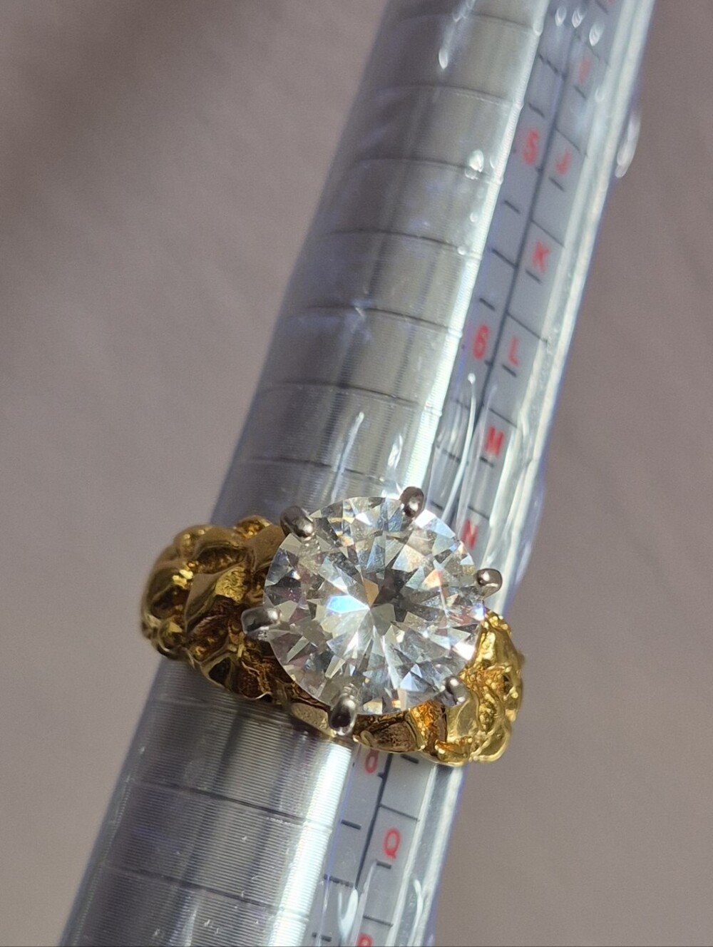 18 KT HGE Gold Tone Decorative Shower Ring with Clear Accent